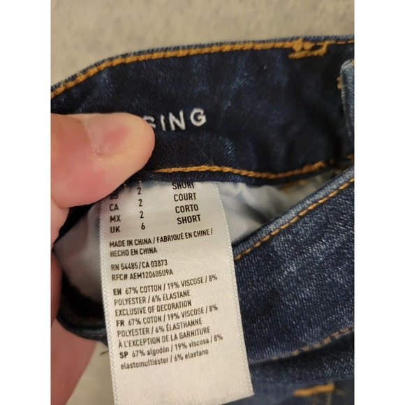 American Eagle Jegging Size 2 Short Womens Mid Rise Dark Wash Denim Jeans - - Picture 6 of 16
